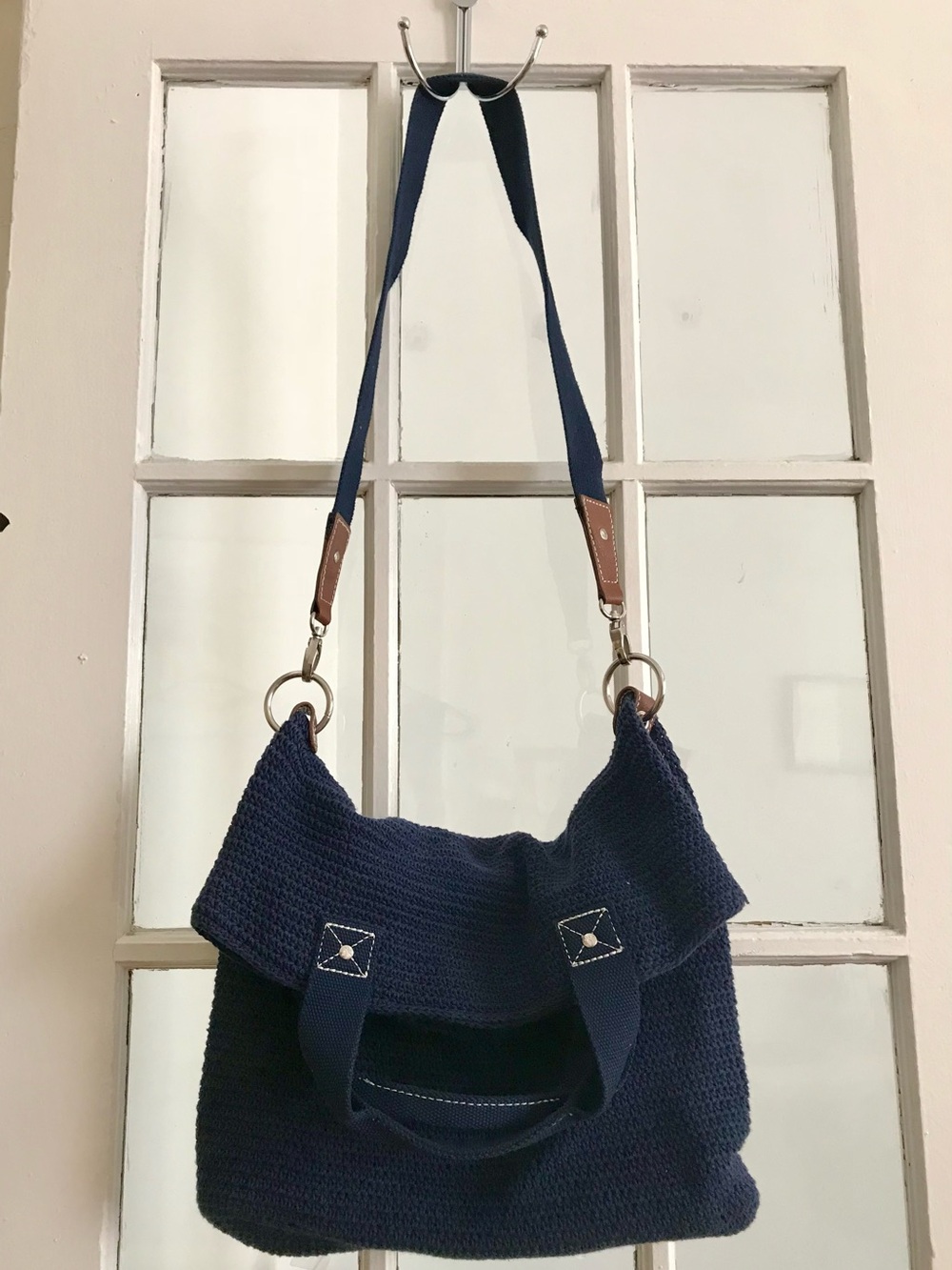 AMERICAN EAGLE OUTFITTERS Navy Crochet Crossbody Tote
